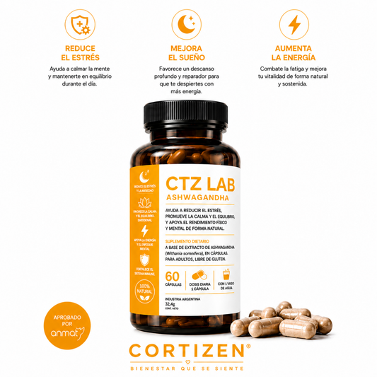 CORTIZZEN | ASHWAGANDHA MAS ENFOQUE, MENOS ESTRES Y MAS ENERGIA